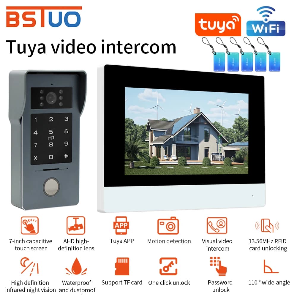 Tuya Wifi Kit sistema videocitofonico 1080P Campanello audio a 2 fili Pannello di chiamata telefonica Telecamera IR Home Villa App Video citofono set
