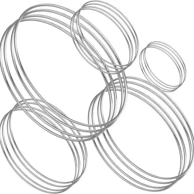 Set di Piccoli Anelli Metallici con 5 Misure, 4 Pezzi di Ciascuna da 2/3/4/5/6 Pollici, Accessori Speciali per la Creazione di Acchiappasogni