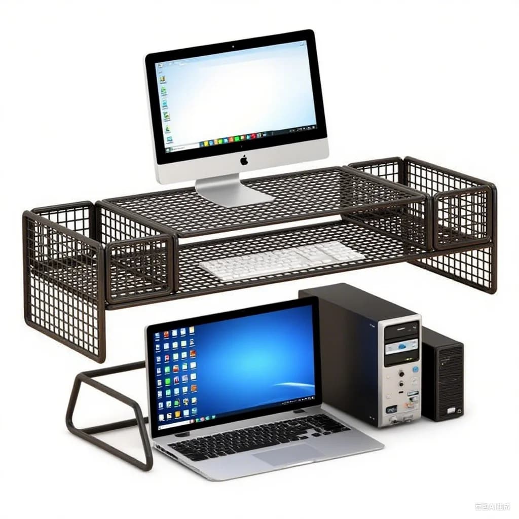 Supporto per Monitor a Doppio Livello, Stand per Schermo PC, Organizzatore da Scrivania per Tastiera, Mouse e Porta Penne
