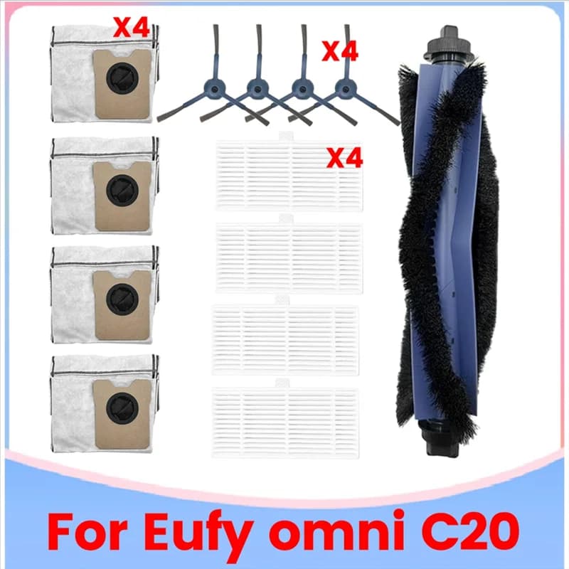A005-13PCS Replacement Parts For Eufy Omni C20 Robot Vacuum Cleaner Accessories Main Brush HEPA Filter Dust Bag Side Brush