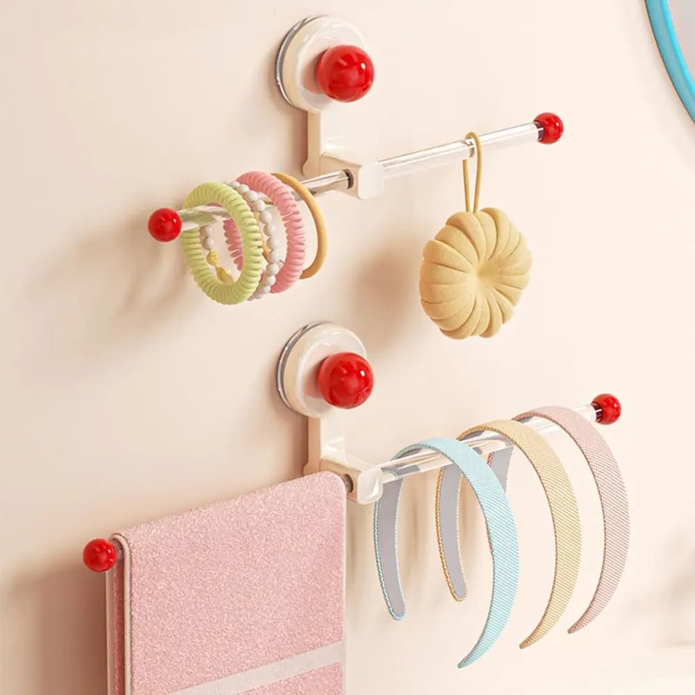 Gancio porta asciugamani da parete con ventosa, leggero, riutilizzabile, senza foratura, organizer per asciugamani e elastici per capelli