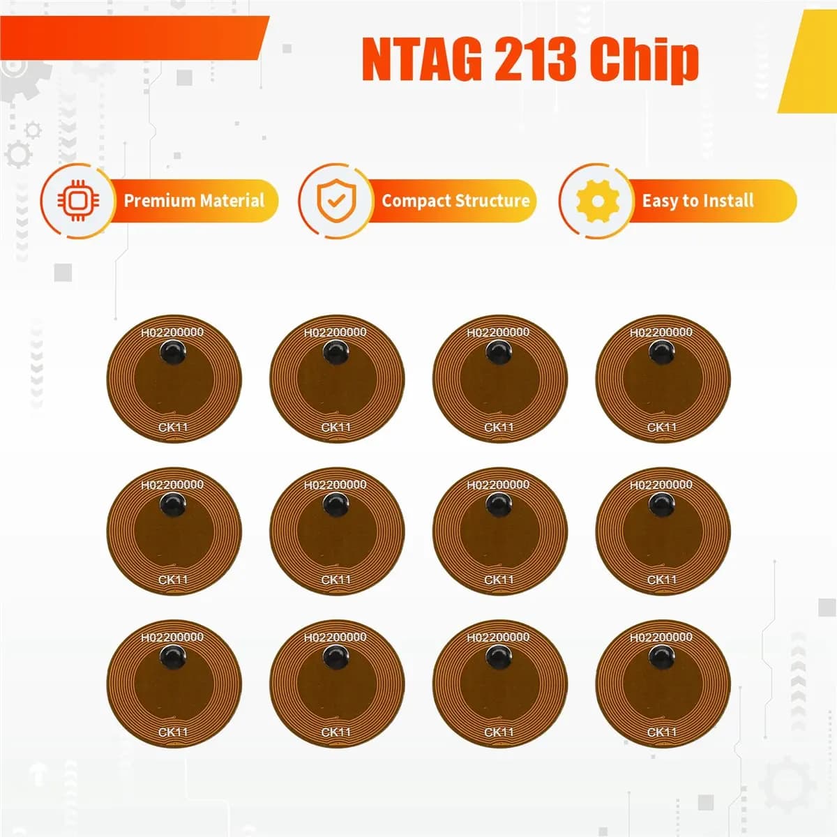 A72U 50PCS FPC 20mm NFC Tag 13.56MHz 213 Chip for Membership Card Making Anti-Counterfeiting Traceability