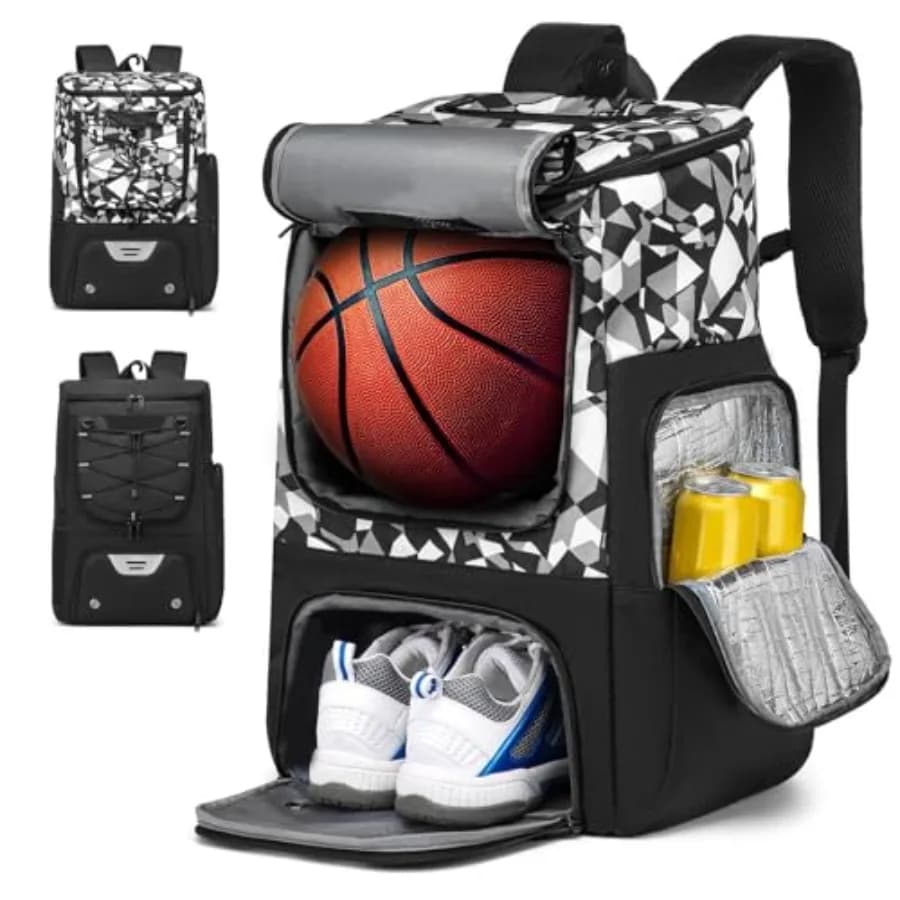 Zaino da Basket con Scomparto Separato per Pallone e Scarpe, Borsa Sportiva Resistente all'Acqua, Attrezzatura da Basket