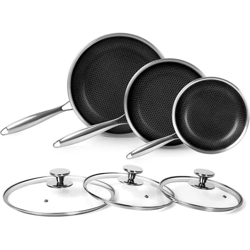 Stainless steel pan Non-stick frying pan Honeycomb Baking pan for kitchen eggs compatible with all cooking floors