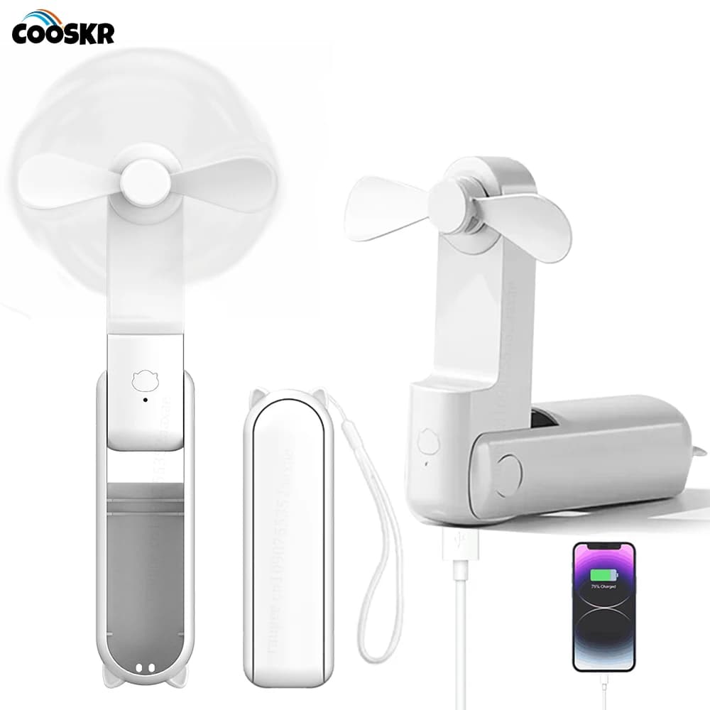 Mini ventilatore portatile 3 in 1 Ventilatore portatile 2000mAh USB ricaricabile con Power Bank Piccolo ventilatore tascabile leggero per viaggi all'aperto