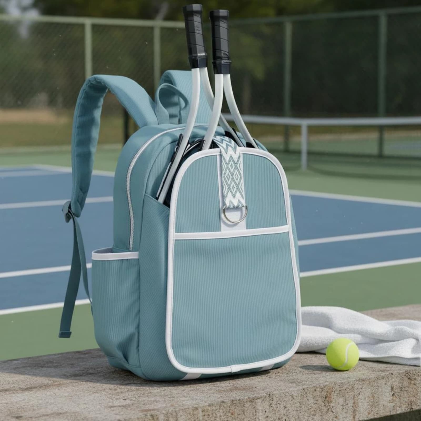2 Racket Backpack Lightweight Tennis Backpack Tennis Racket Bag Textured Textile Padded Shoulder Straps