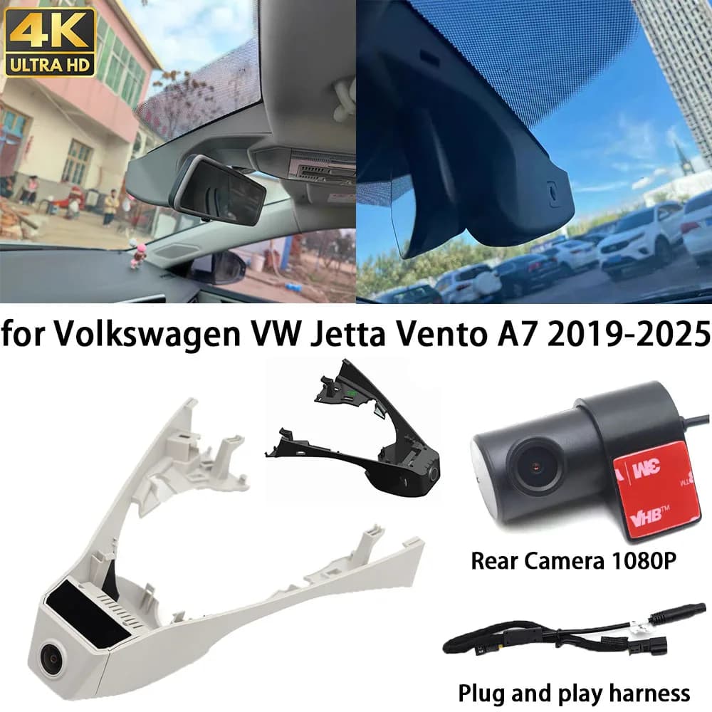For Volkswagen VW Jetta Wind A7 2019-2025 4K Dash Cam Front Camera DVR Plug and Play Video Converter Wifi 24h 2160P