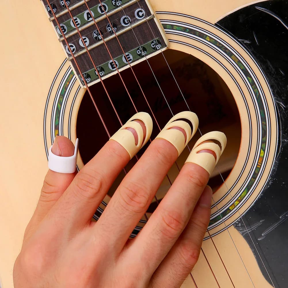 Confezione da 3 plettri per dito indice con anelli per chitarra fai da te
