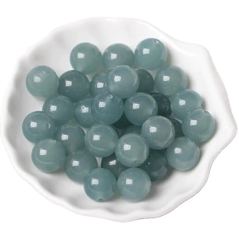 Perline di giada naturale del Myanmar da 10 mm, colore acqua blu, per la creazione di gioielli fai da te, braccialetti, collane, perline rotonde di giada birmana, accessori.