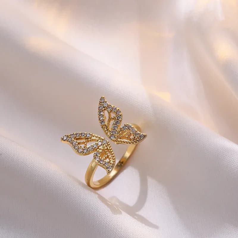 Anello aperto con fiocco elegante vintage regolabile, nicchia di lusso leggera e alla moda, squisiti regali accessori per gioielli con dito indice per le donne