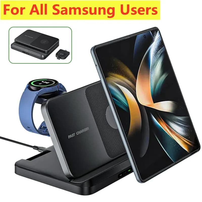 Foldable Wireless Charger Holder for Samsung Galaxy Z Fold 5 4 3 S23 Ultra Fast charging station for Galaxy Watch 6 5 Buds2
