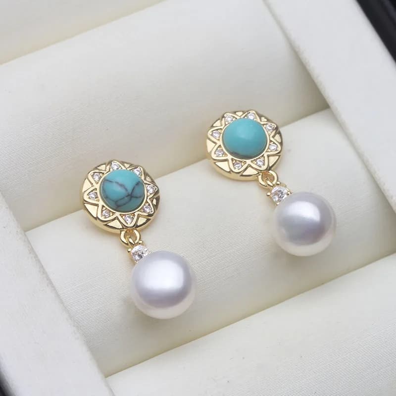 Orecchini in Argento 925 con Perle Bianche, Gioielli da Donna, Orecchini Pendenti con Perle d'Acqua Dolce Naturali Coltivate, Regalo per Moglie, Madre, Festa