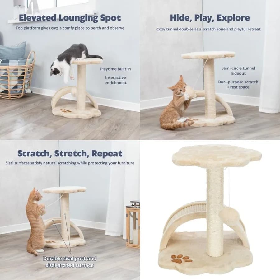 Albero per Gatti Vitoria da 16,9 Pollici per Gattini, Tiragraffi per Gatti, Tiragraffi Rivestito in Sisal, Giocattolo Sospeso per Gatti