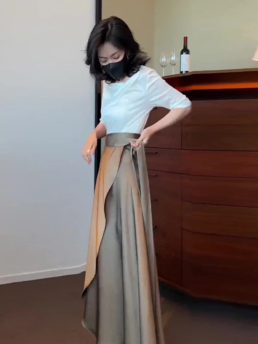 High Waist Summer Skirt for Women Asymmetrical A-Line Midi Skirt Elegant Versatile Stylish New Arrival 2026