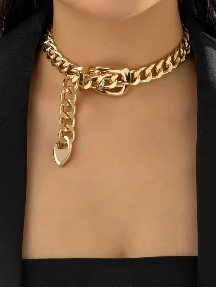 Minimalist gold-tone chain necklace with delicate pendant for everyday wear