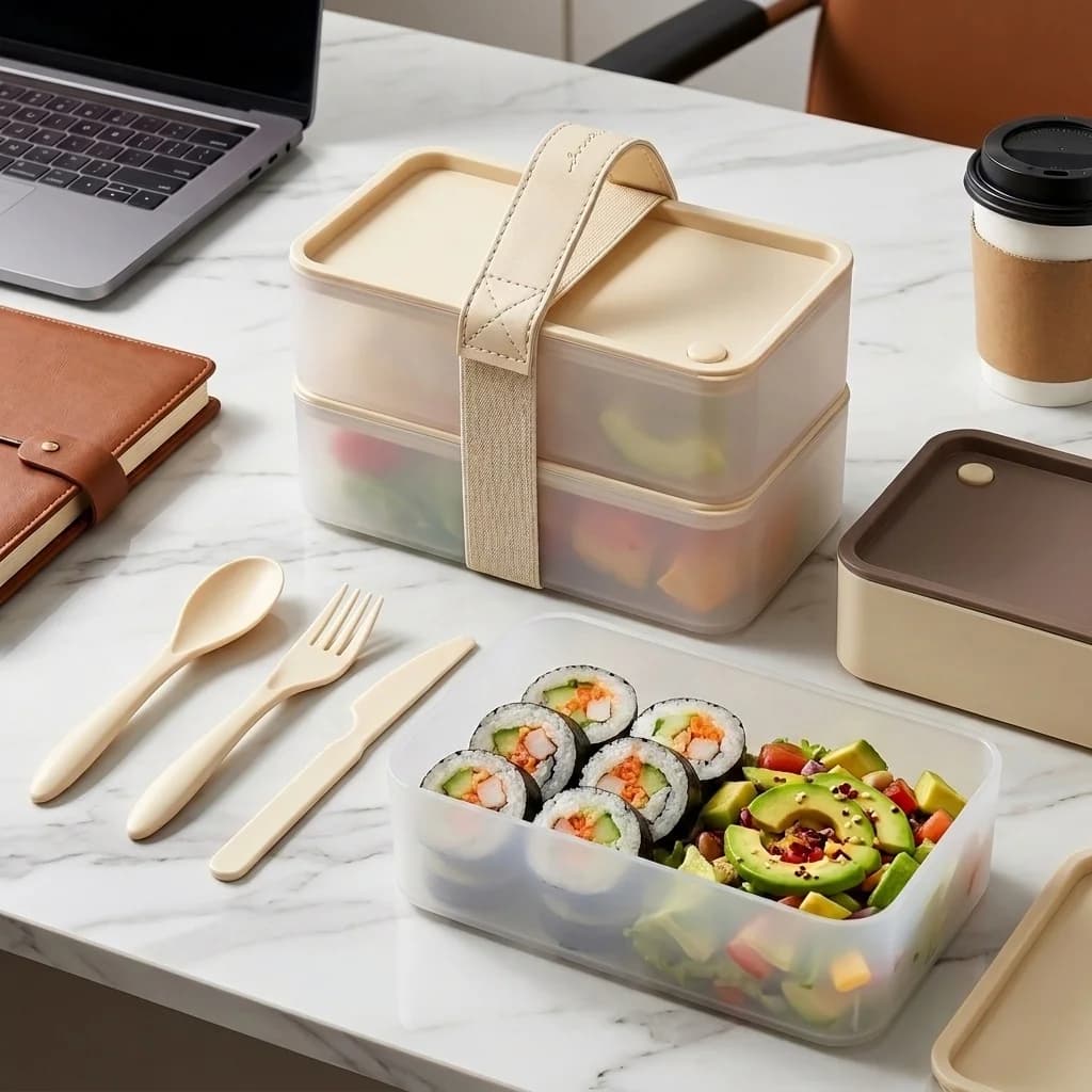 Portable Plastic Food Container Reusable Square Lunch Box For Kids Studetns Large Capacity Leak-proof Bento Box Microwave Safe