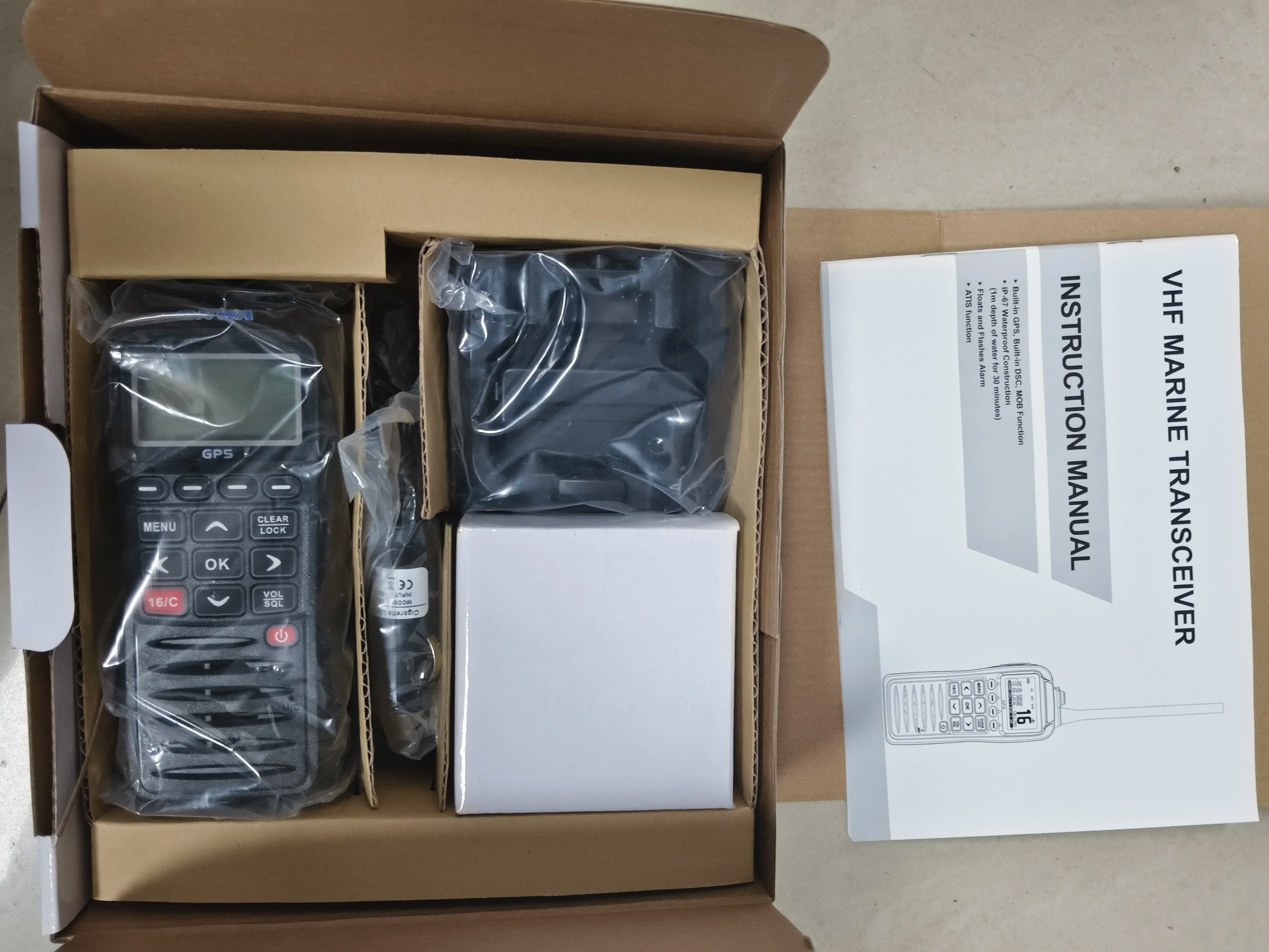 KV-38 Onwa Radio VHF DSC Marina Portatile / Walkie Talkie / Ricetrasmettitore VHF (GPS Integrato, DSC Integrato, Funzione MOB)