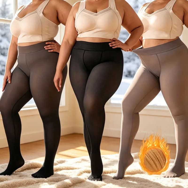 1-2Pairs Opaque Plus Size Fleece Lined Tights Sheer Illusion High Waist Thermal Pantyhose for Women Winter Skirt Dress Boots