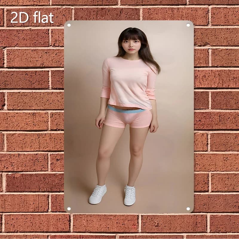 Decorazione Murale 2D con Ragazza Giovane per Soggiorno, Camera da Letto, Cucina, Regalo per Lei
