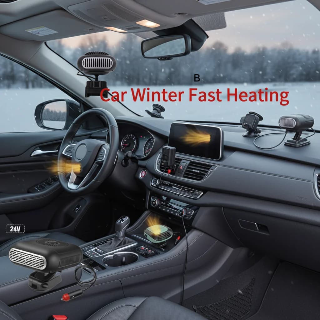 Riscaldatore per auto elettrico Ventola di raffreddamento dell'aria 12V/24V Disappannatore portatile Sbrinatore Ventola di riscaldamento 120W Asciugatrice Parabrezza Disappannamento Accessroies
