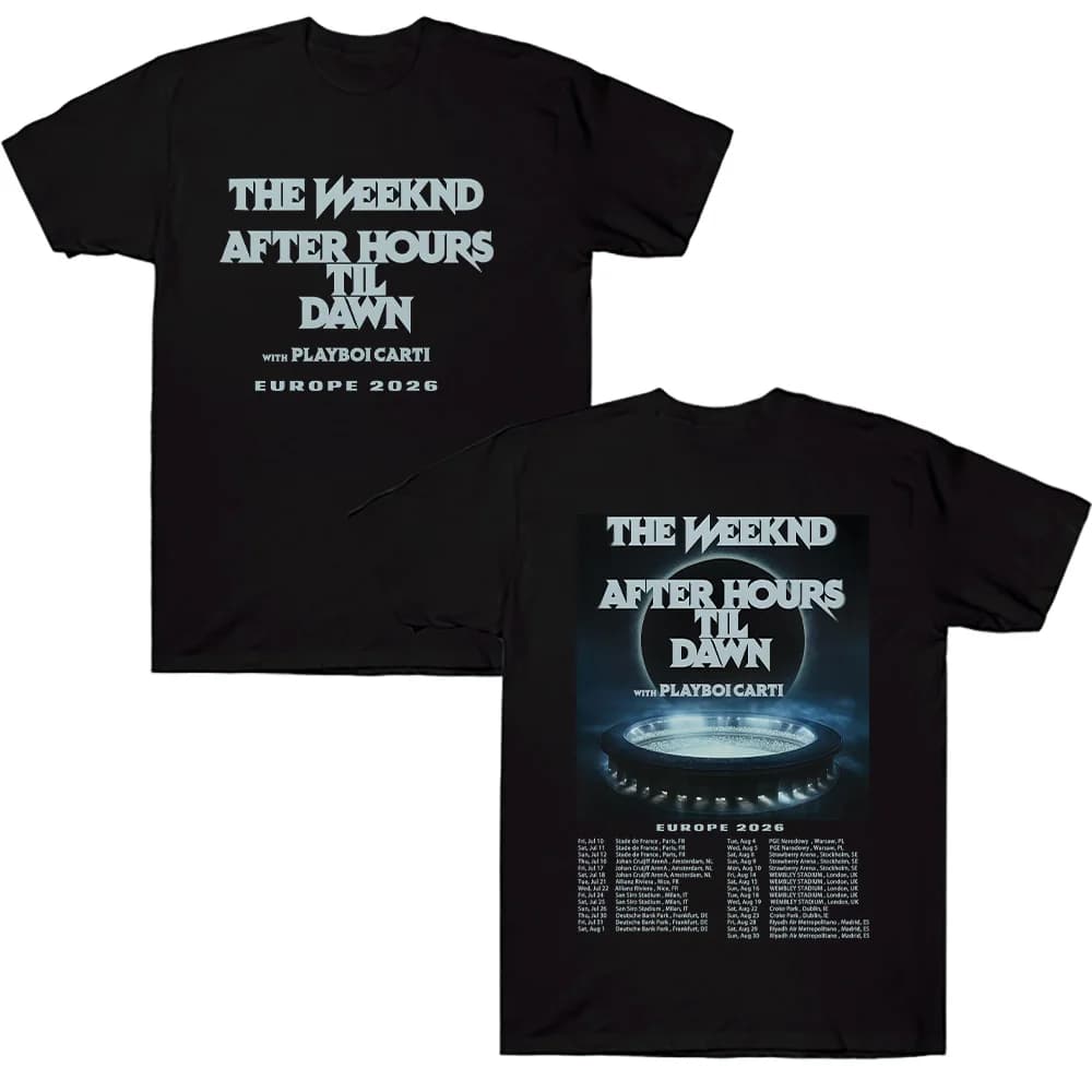 TheWeeknd Dopo le ore Til Dawn Europe 2026 Magliette Magliette grafiche Donna Uomo T-shirt Hip Hop Abiti stile trendy T-shirt in cotone