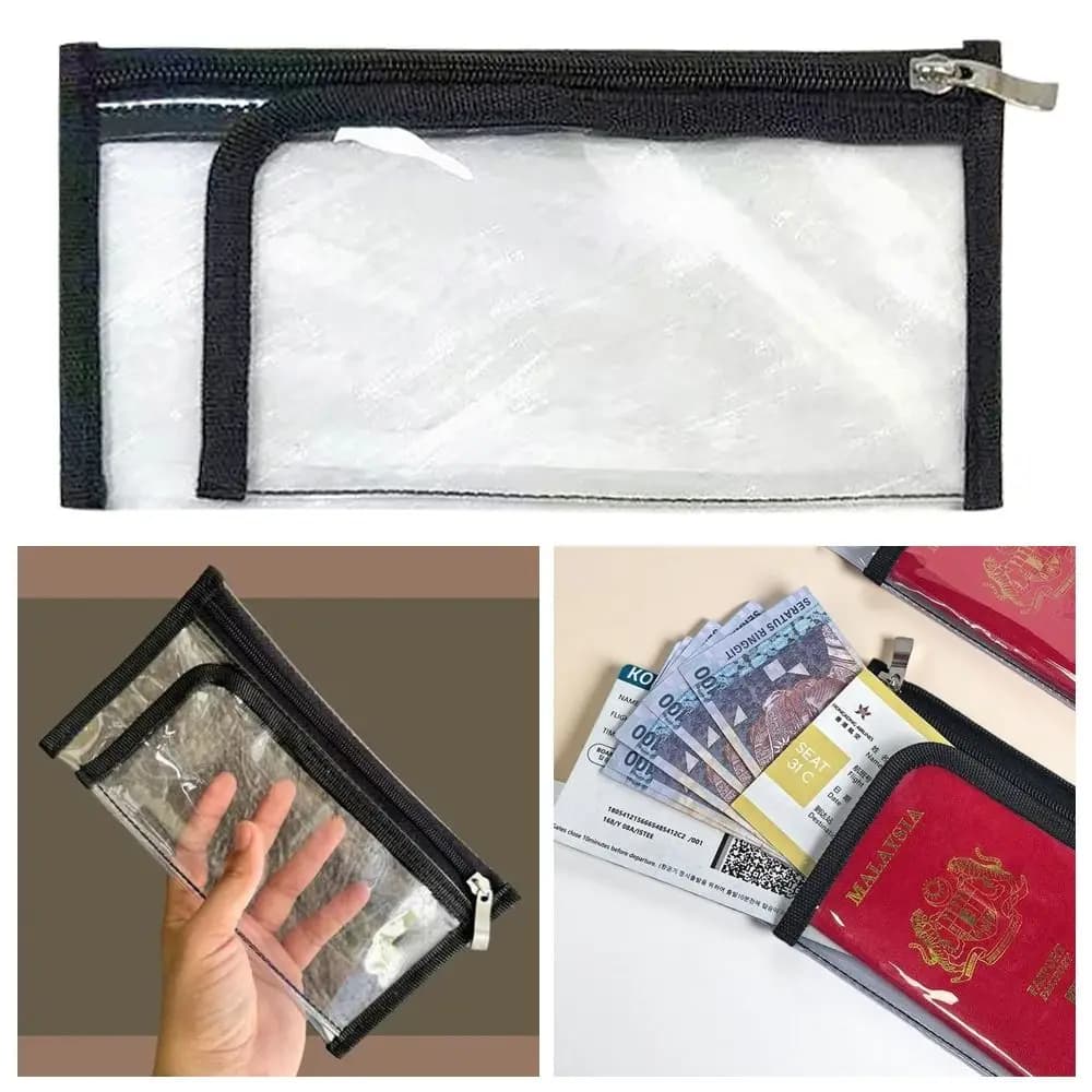 1 pz Nuova Borsa Cosmetica in PVC Trasparente Impermeabile Porta Passaporto da Viaggio Portatile per Documenti