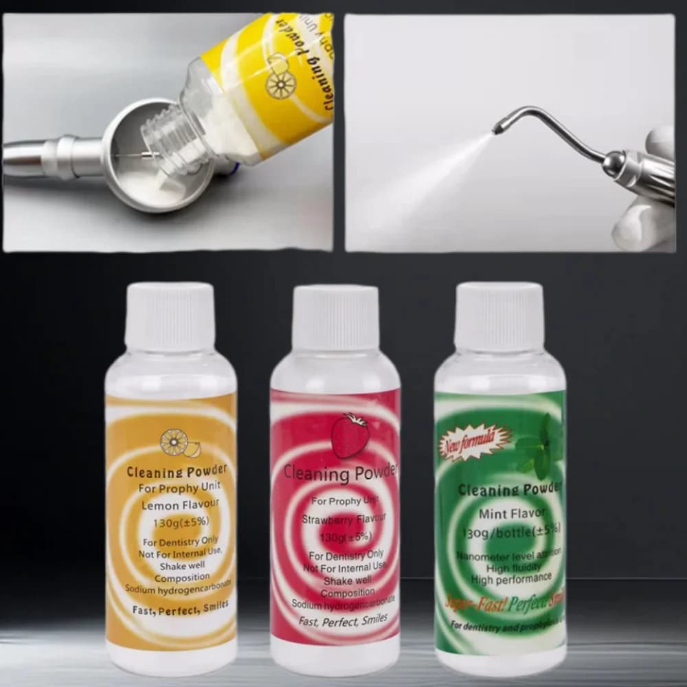 3 tastes 130 g of tooth whitening powder: profiled plaque and removal stains for dental cleaning, polishing and oral hygiene
