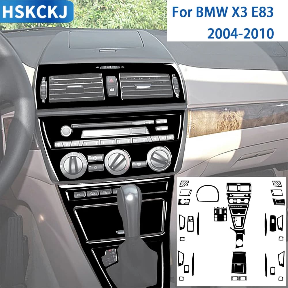 Per BMW X3 E83 2004 2005 2006 2007 2008 2009 2010 Accessori Auto Interni Gear Center Console Porta Trim Adesivo In Plastica Nera