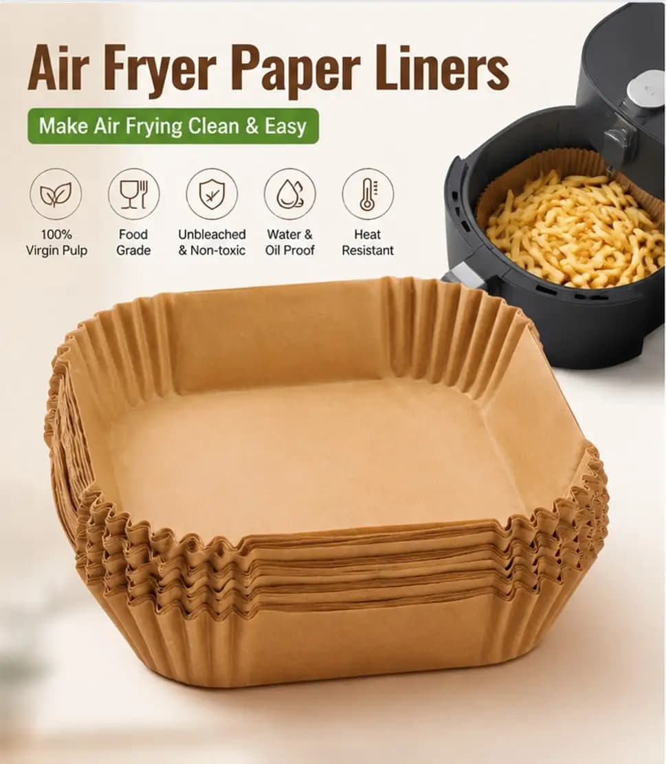 100 pezzi di carta da forno quadrata e rettangolare per friggitrice ad aria/antiaderente, resistente all'olio, usa e getta, comoda per friggitrice ad aria, forno, utensile da forno