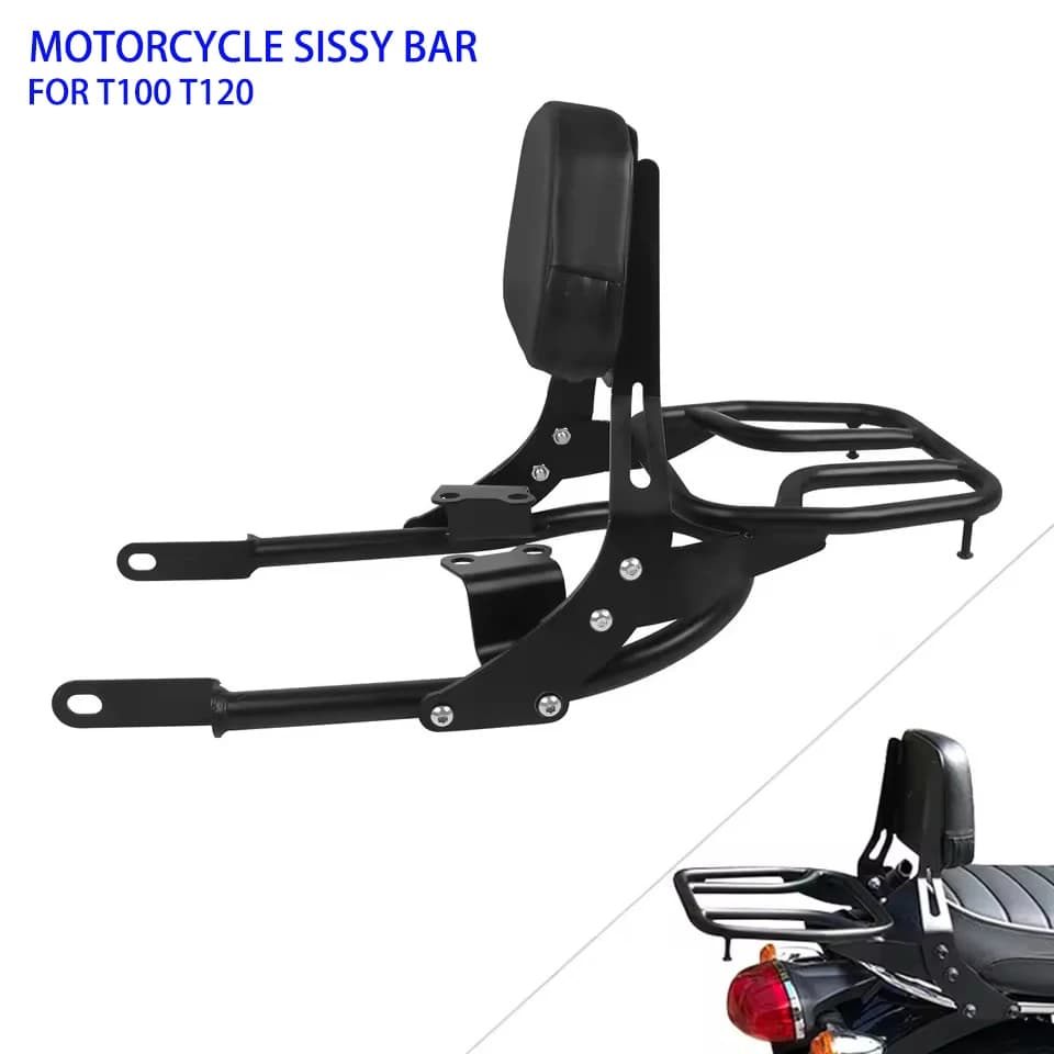 Per Bonneville T100 T 100 T120 T 120 Street Twin 900 Scrambler 16-24 Schienale staccabile Sissy Bar con portapacchi posteriore Pad