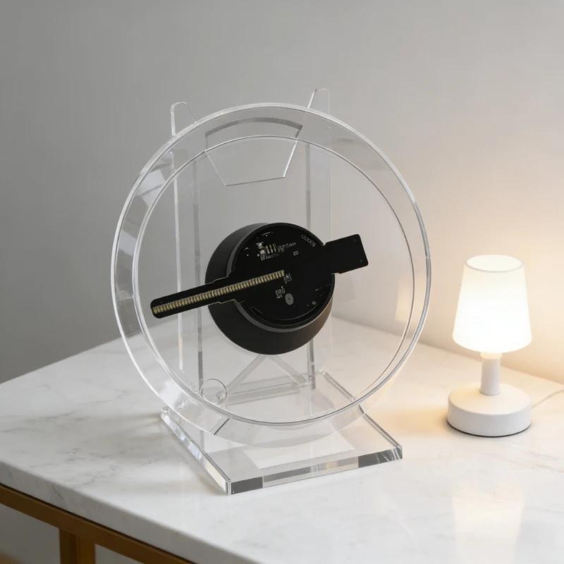 Mini Proiettore Olografico 3D da Tavolo, Ventola LED per Pubblicità, Display Ologramma Immagini e Video con Telecomando e Supporto