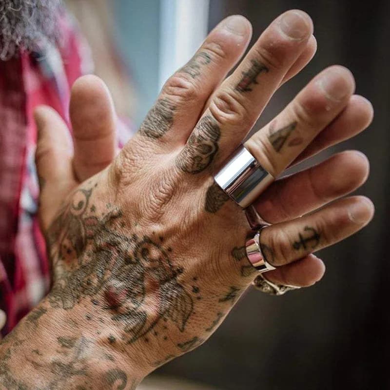 Anello a snodo per polsino, anelli regolabili in acciaio inossidabile, sopra l'anello a snodo, anello per polsino a tubo Midi, anello a fascia larga Boho,