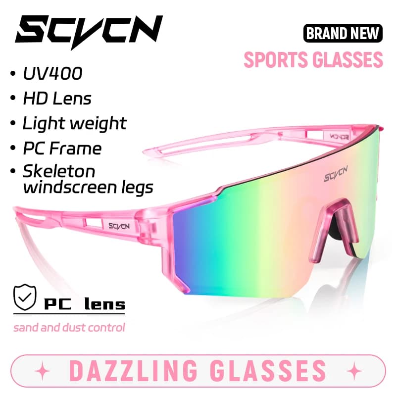 Scvcn Occhiali da sole Occhiali da ciclismo MTB Equitazione Guida UV400 Occhiali da corsa Donna Bici Bicicletta Occhiali da baseball Sport