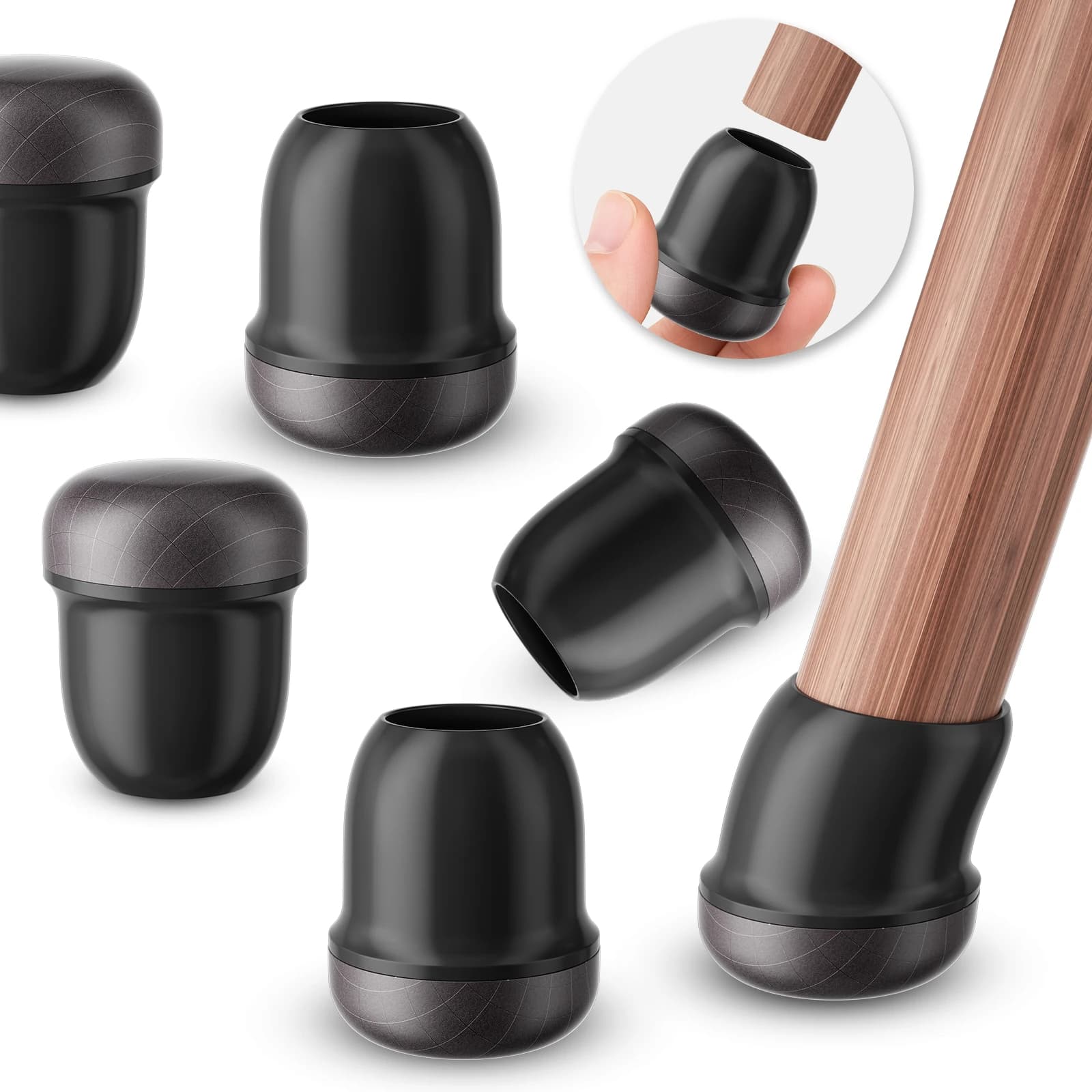 Protezioni per gambe di sedie in TPE, set da 8 pezzi, coprigambe rotondi in feltro diagonale per mobili, per pavimenti in legno, riducono il rumore.