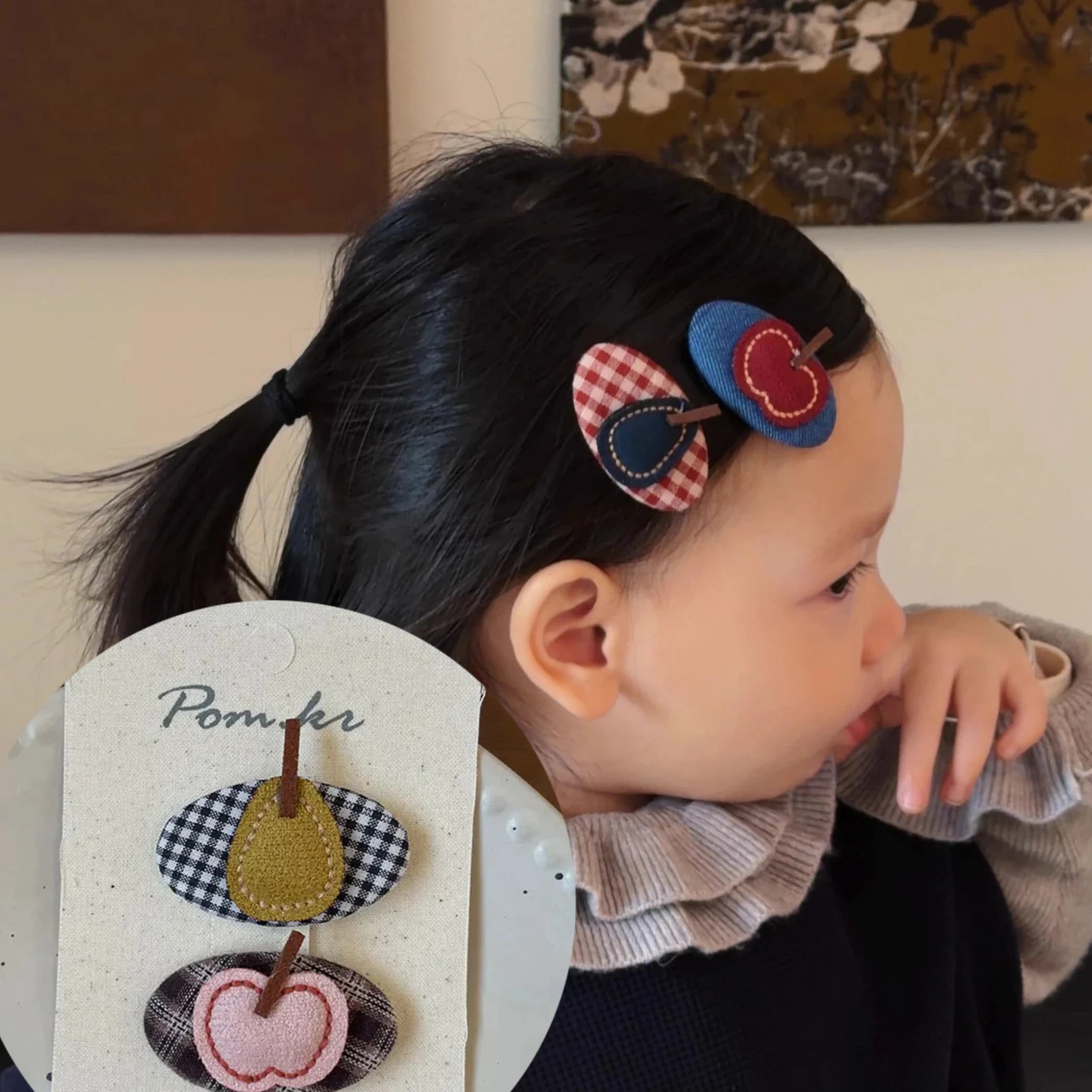 Nuove Graziose Mollette Ovali per Capelli per Bambini, Fatte a Mano in Tessuto a Quadretti con Motivi Frutta, Fermagli Laterali per Frangia, Accessori per Capelli per Uso Quotidiano, Regalo