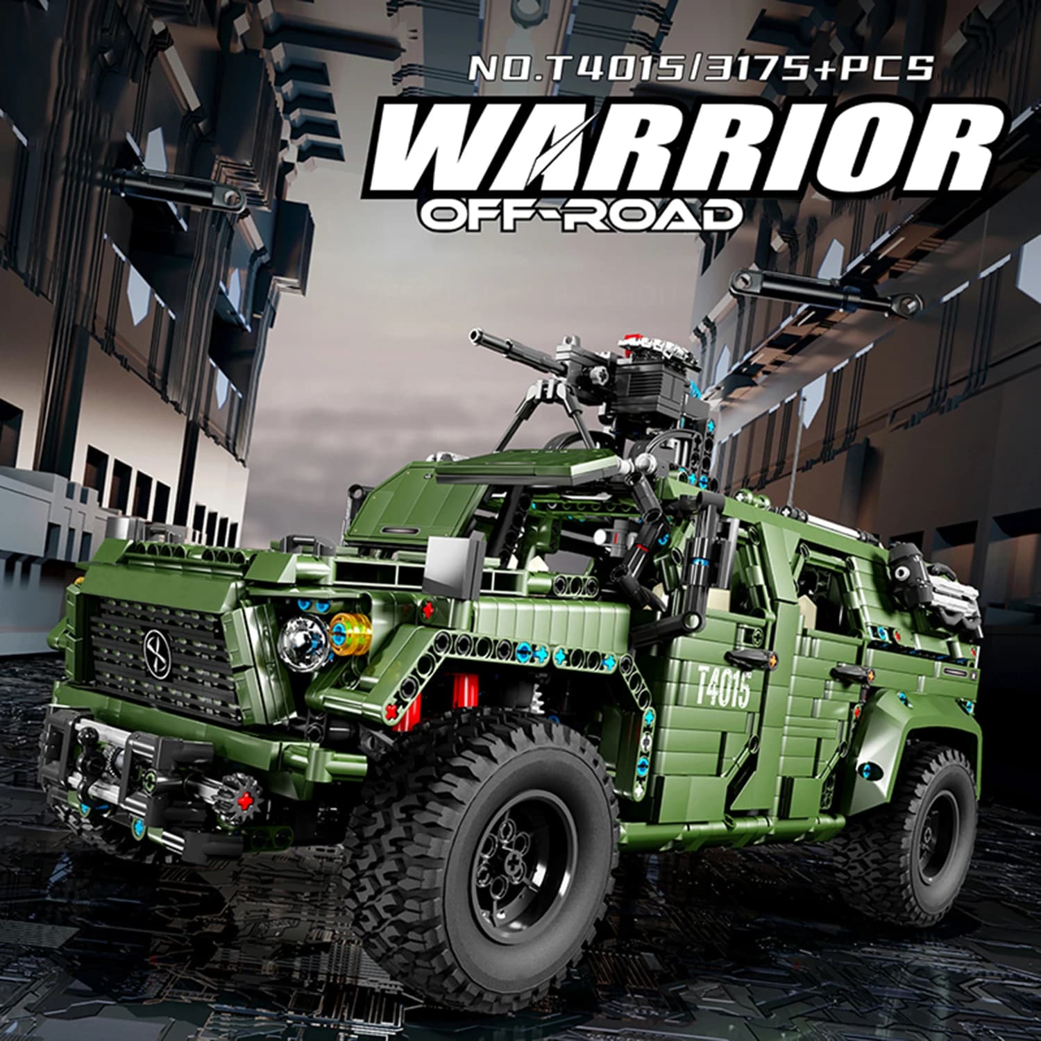 3175PCS Army Green Jeep Building Blocks Giocattoli Modello di Grandi Dimensioni Jeep Assemblare Puzzle Mattoni Set di Giocattoli Per Il Capretto Ornamento Regali