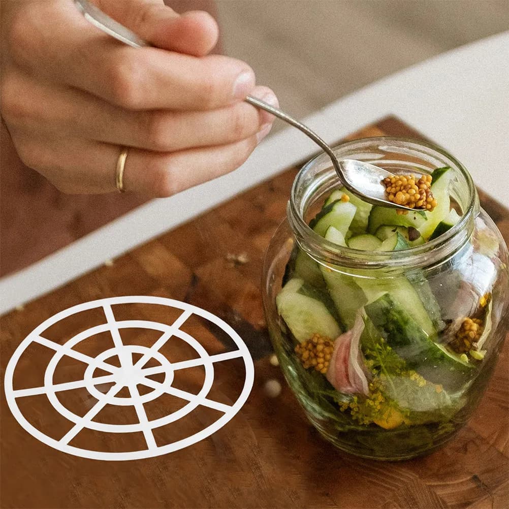 Set di 10 Pezzi: Strumento per Spremere Verdure Sottaceto, Peso in Rete di Plastica per Barattoli di Fermentazione, Attrezzatura da Cucina per la Conservazione di Sottaceti e Sauerkraut