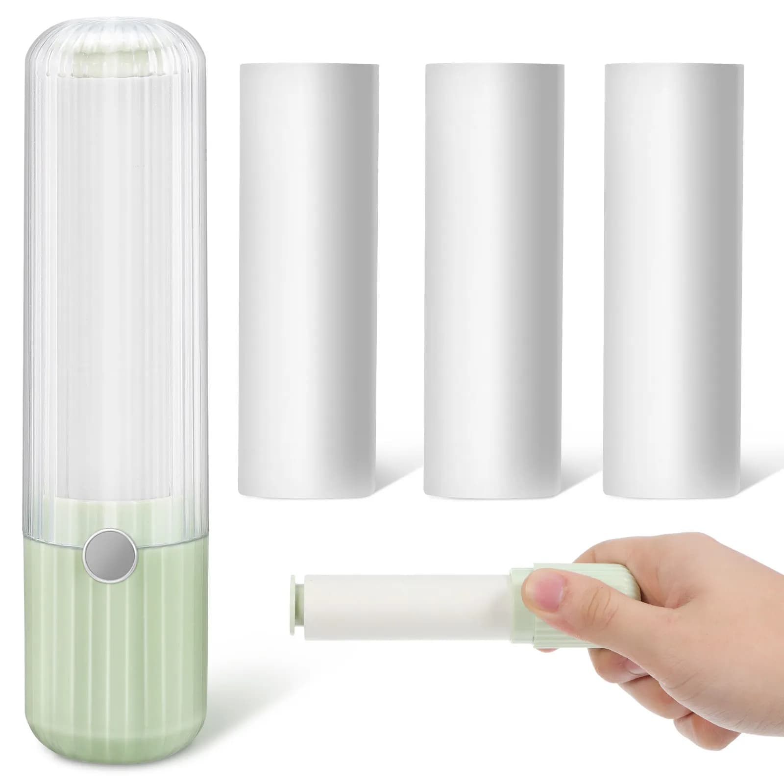 1Set Lint Roller Travel Size Mini Sticky Roller Pet Hair Remover Portable Clothes Furniture Reusable Adhesive Sheets