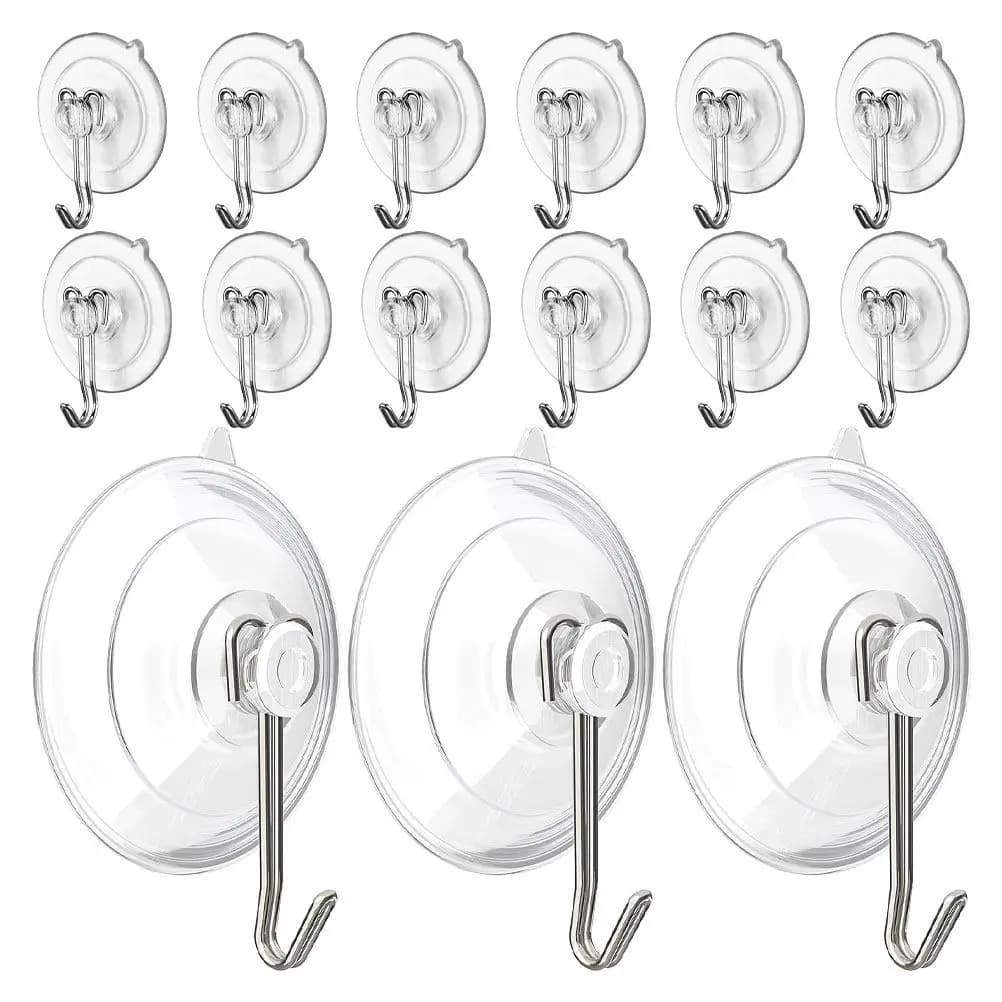 20Pcs Extra Strong Transparent Suction Cups Reusable Wall Hooks for Glass Bathroom Shower Kitchen Windows Doors Towel Utensil