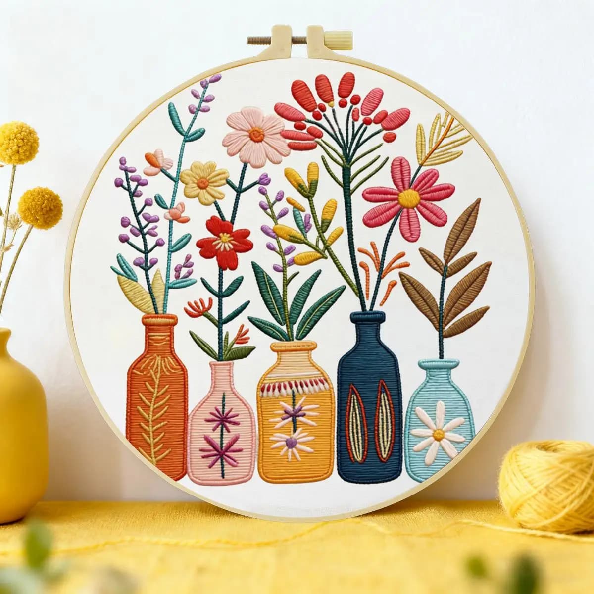 1pc 20X20CM/15X15CM 7.87/6.3inch Vase Embroidery Starter Kit DIY Kit DIY Embroidery Kit Manualidades Home Decor Sewing Art
