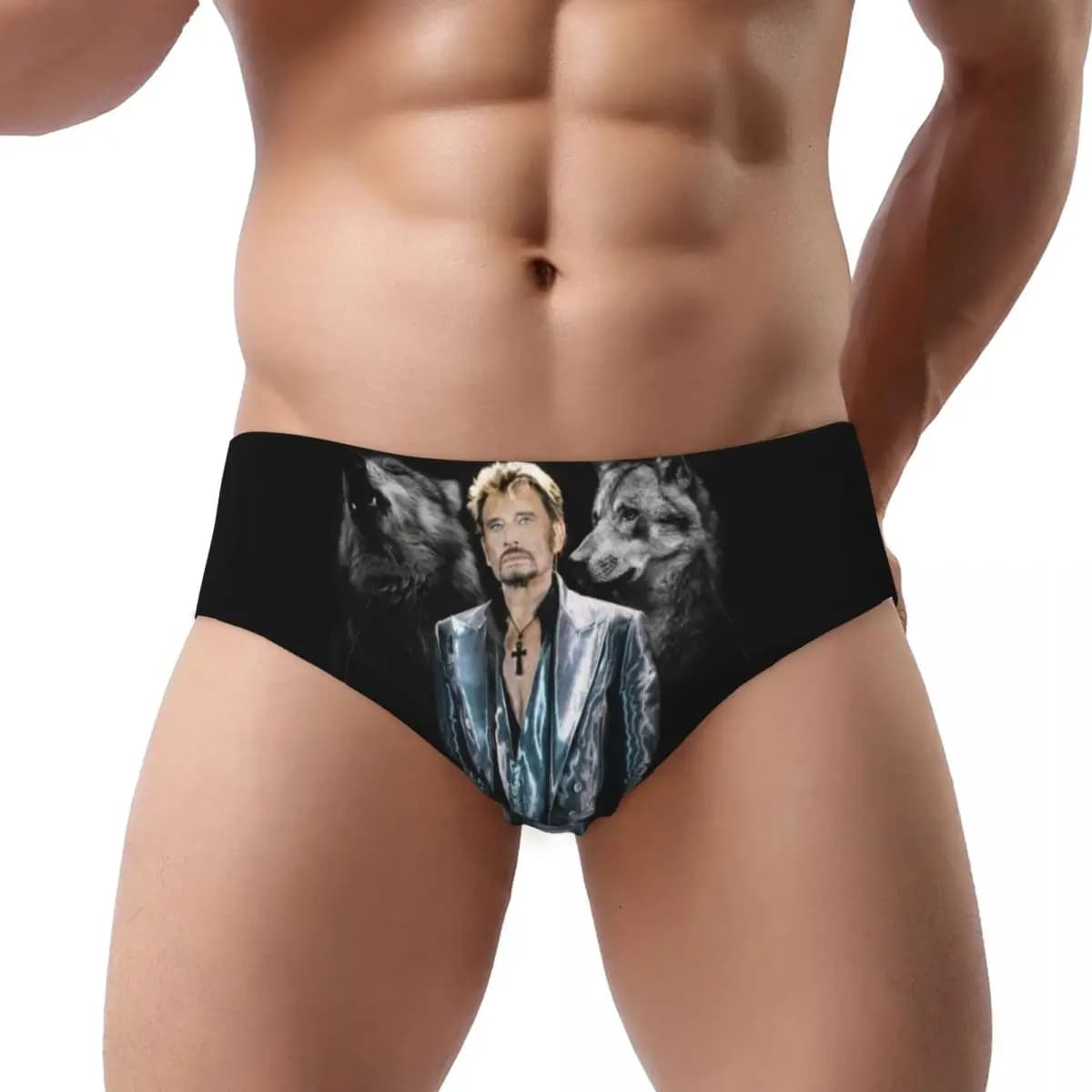 Slip da uomo personalizzati Johnny Hallyday Music Singer Mutandine da uomo Mutande intimi elasticizzate French Rock