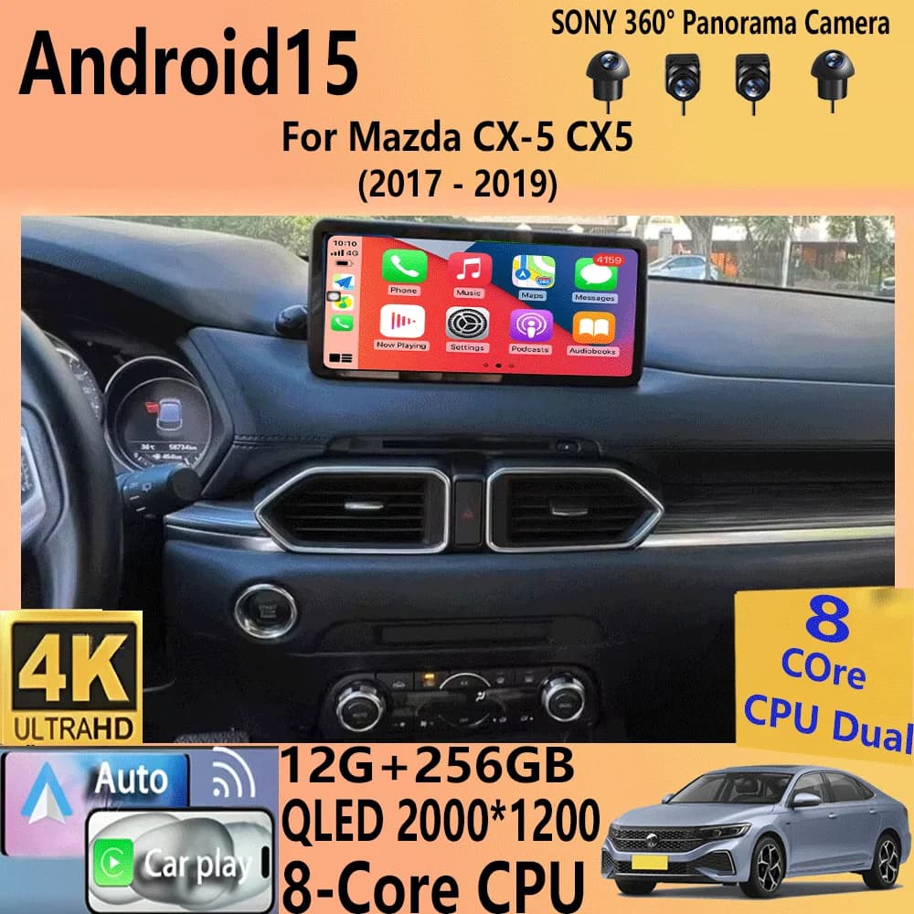 Per Mazda CX-5 CX5 2017-2019 Anni Lettore di Sistema Android 15 5.1 HIFI DST 12.3 "Monitor per Auto 128G Carplay RDS GPS Costruito Radio DVD