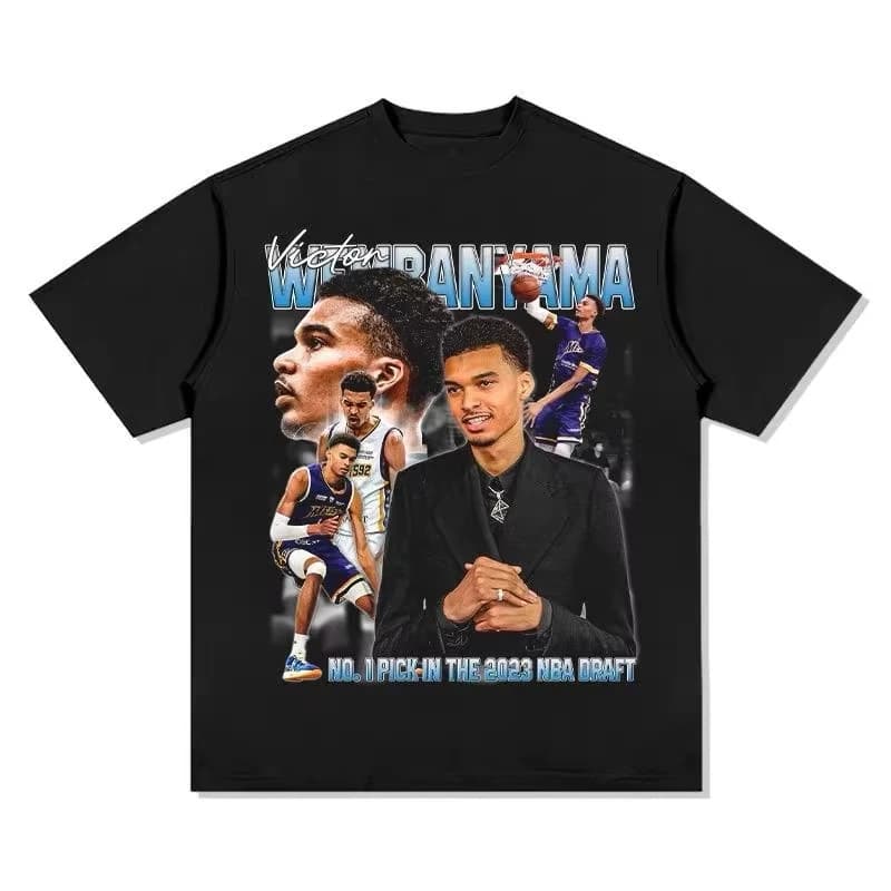 Victor Wembanyama Basketball T Shirt for Men Women Oversized Cotton Short Sleeve Must Have #1 Draft Pick Print Rookie Top