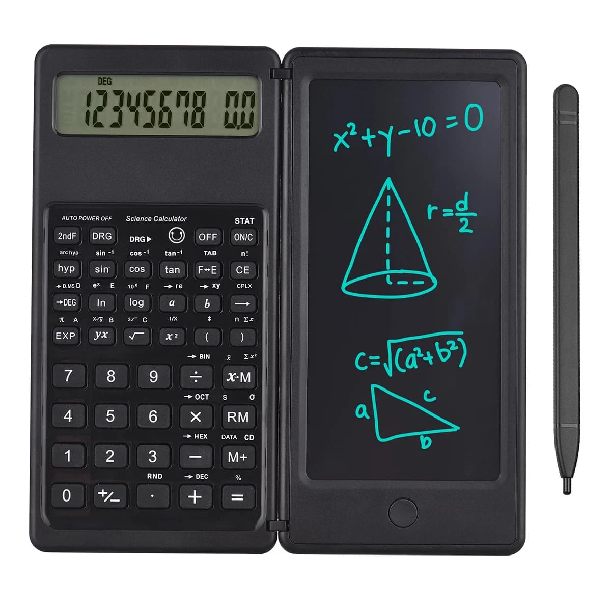 Calcolatrice pieghevole e tavoletta da scrittura LCD da 6 pollici Blocco da disegno digitale con penna stilo Blocco pulsante cancellabile per affari scolastici
