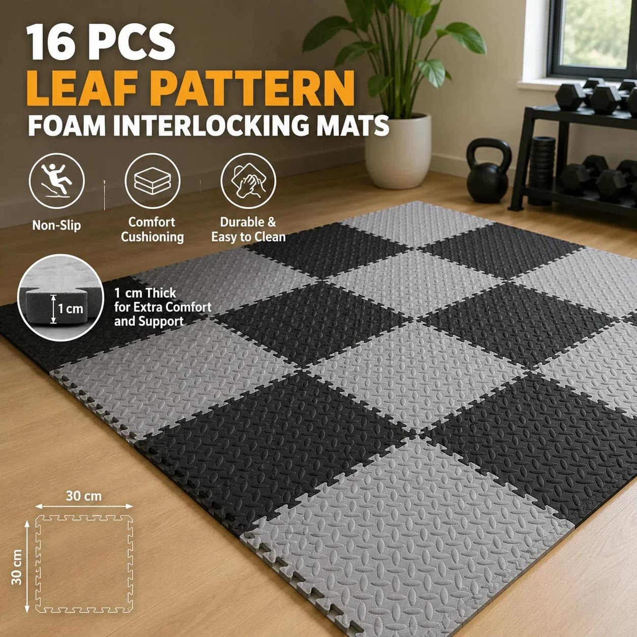 Tappetini ad incastro in schiuma EVA antiscivolo a puzzle per palestra, yoga, allenamento, fitness domestico, pavimentazione protettiva