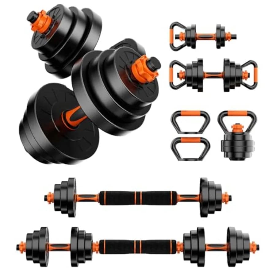 Set of Adjustable Manubri Stepwaver 20LBS/50LBS/70LBS/90LBS Freeweights 4 in 1 Set of Kettlebell PU Balanced Weights