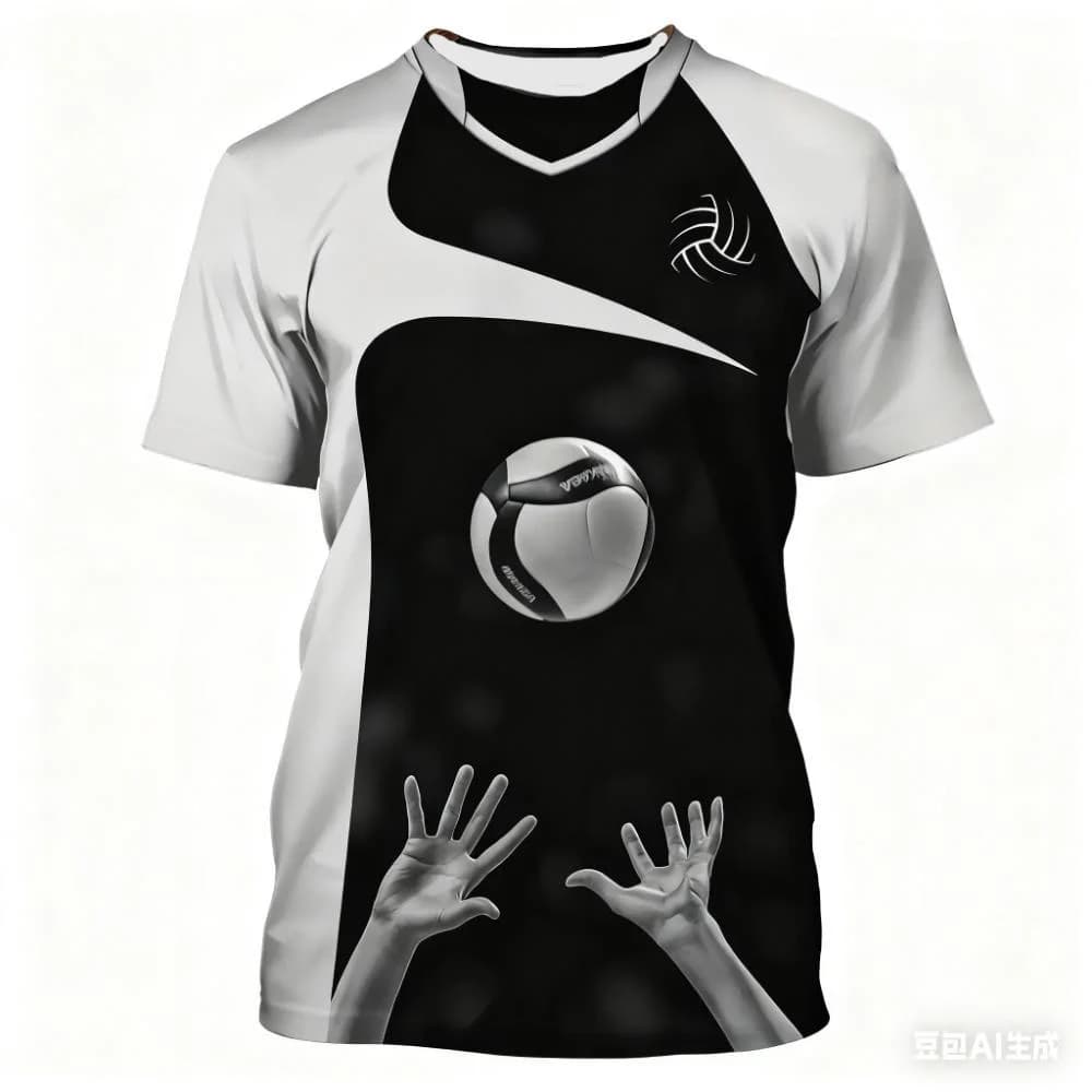 3D Printed Short Sleeve T-Shirt Volleyball Mesh Quick Drying Breathable Volleyball Mesh for Sports Clothing for Volleyball Fans