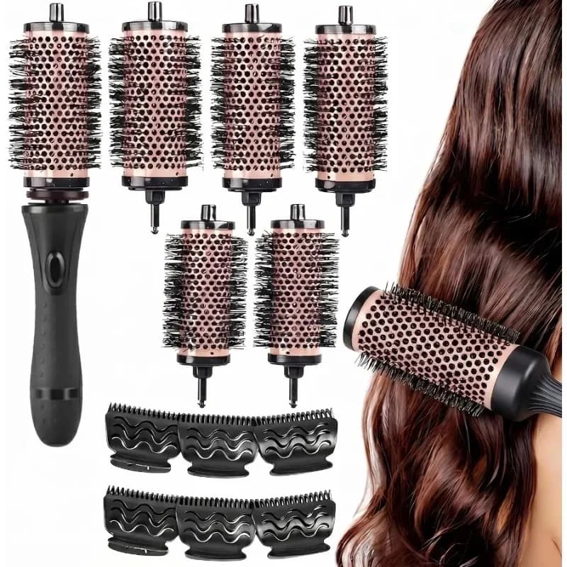 Styling Hair Tools 6pcs/set 3 Sizes Detachable Handle Hair Roller Brush Positioning Clips Barrel Curler Hairdresser Blow-Drying