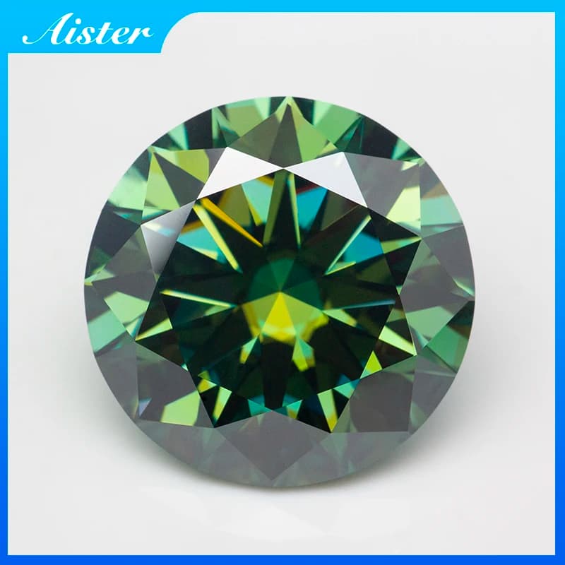 Green Moissanite Stone 8 Hearts & Arrows Lab Diamond Gemstone Moissanita VVS1 Clarity superato Diamond Test con rapporto GRA