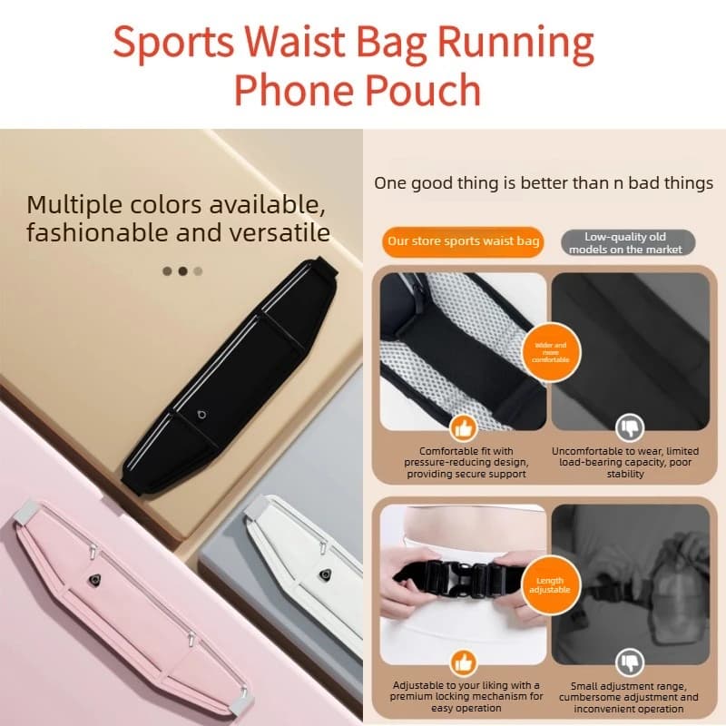 Lightweight and waterproof sports pouch, new invisible backpack with phone pocket for running (men and women)